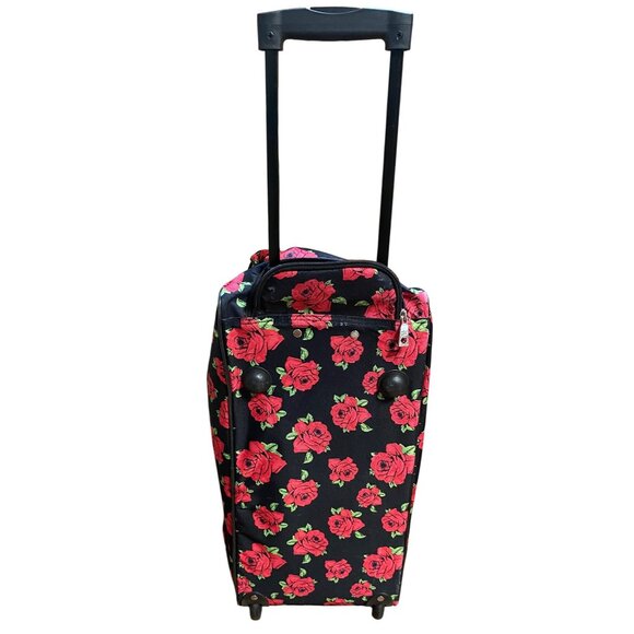 Betsey Johnson Covered Rose Rolling Duffel Luggage Bag Weekender Travel 22" - Picture 5 of 5